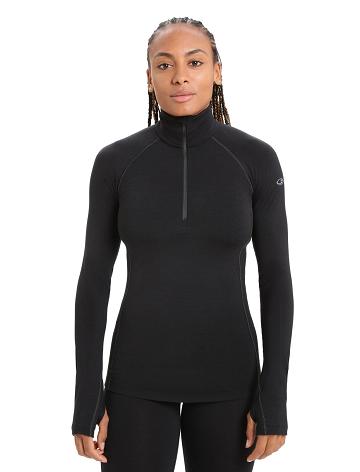 Base Layers Icebreaker BodyfitZone™ Merino 200 Zone Thermal Long Sleeve Half Zip Top Damskie Czarne | PL 1080WNBY